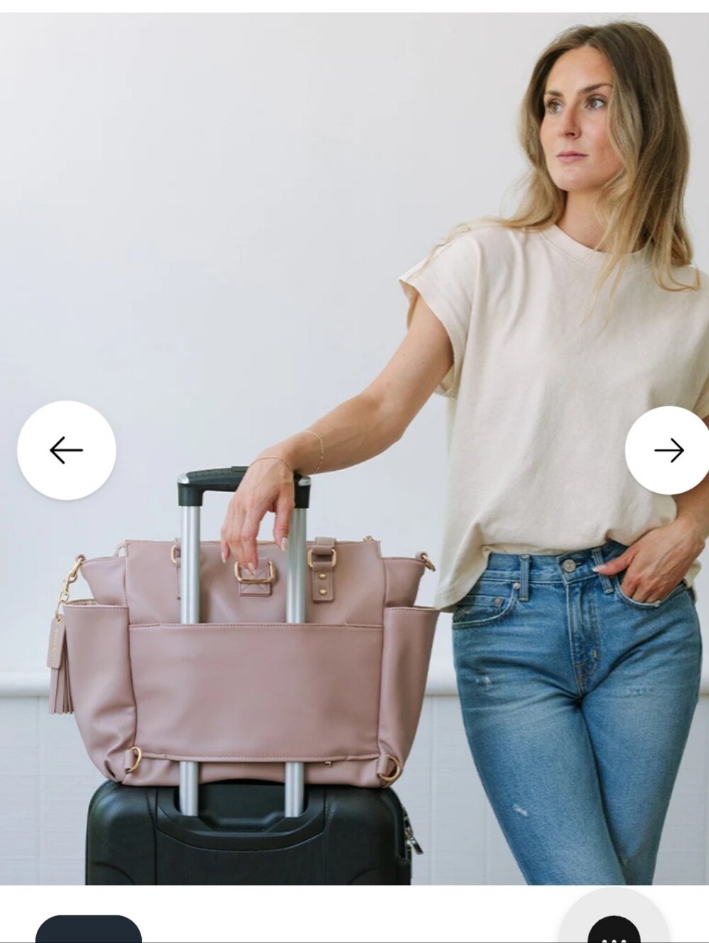 White Elm Gemini Convertible Backpack Tote in a dusty rose - Picture 7 of 12
